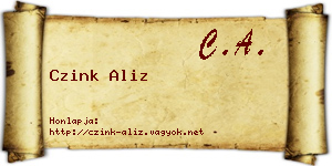 Czink Aliz névjegykártya